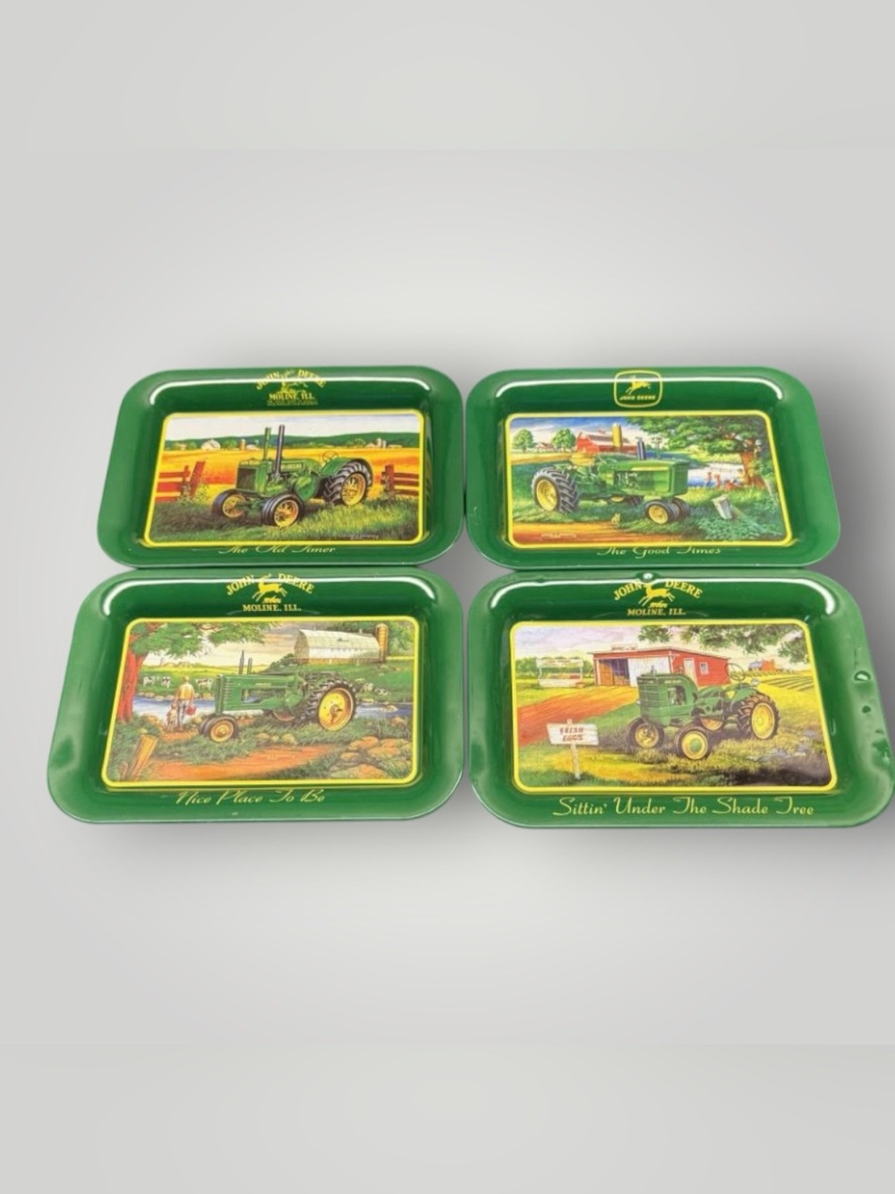 Vintage John Deere Metal Tip Trays Set of 4 Tractor Models D H B L LA